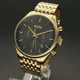 Hugo Boss Gregor Chronograph Grey Dial Gold Steel Strap Watch For Men - 1514051 Authentic Buy Shop Now
