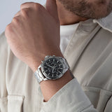 Hugo Boss Troper Chronograph Blue Dial Silver Steel Strap Watch For Men - 1514057 Authentic Buy Shop Now