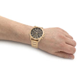 Hugo Boss Troper Chronograph Green Dial Gold Steel Strap Watch For Men - 1514059 Authentic Buy Shop Now