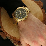 Hugo Boss Troper Chronograph Green Dial Gold Steel Strap Watch For Men - 1514059 Authentic Buy Shop Now
