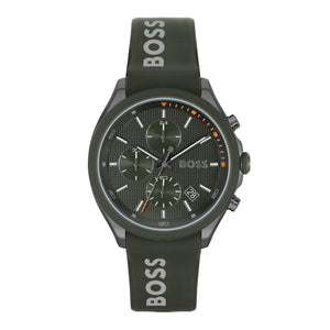 Hugo Boss Velocity Chronograph Green Dial Green Rubber Strap Watch For Men - 1514060 Authentic Buy Shop Now