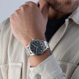 Hugo Boss Troper Chronograph Blue Dial Silver Steel Strap Watch For Men - 1514069 Authentic Buy Shop Now