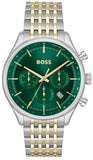 Hugo Boss Gregor Chronograph Green Dial Two Tone Steel Strap Watch For Men - 1514081 Authentic Buy Shop Now
