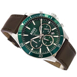 Hugo Boss Troper Chronograph Green Dial Brown Leather Strap Watch For Men - 1514098 Authentic Buy Shop Now