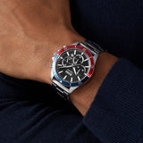 Hugo Boss Troper Chronograph Black Dial Silver Steel Strap Watch For Men - 1514108 Authentic Buy Shop Now