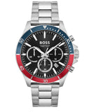 Hugo Boss Troper Chronograph Black Dial Silver Steel Strap Watch For Men - 1514108 Authentic Buy Shop Now