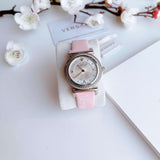 Versace V-Motif Silver Dial Pink Leather Strap Watch for Women - VERE00118 Authentic Buy Shop Now