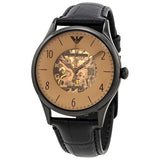 Emporio Armani Meccanico White Dial Black Leather Strap Watch For Men - AR1923 Authentic Buy Shop Now