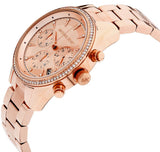 Michael Kors Ritz Chronograph Rose Gold Dial Rose Gold Steel Strap Watch for Women - MK6357 Authentic Buy Shop Now
