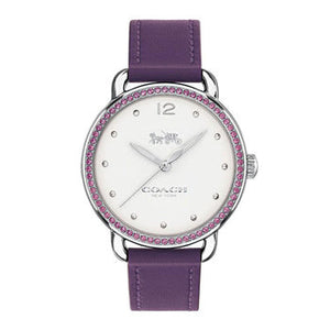 Coach Delancey White Dial Purple Leather Strap Watch for Women - 14502886 Authentic Buy Shop Now