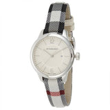 Burberry Classic Stone Silver Dial Horseberry Black Leather Strap Watch for Women - BU10103 Authentic Buy Shop Now