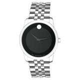 Movado Museum Classic Black Dial Silver Steel Strap Watch For Men - 606504 Authentic Buy Shop Now