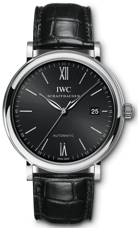 IWC Portofino Automatic Black Dial Black Leather Strap Watch for Men - IW356502 Authentic Buy Shop Now