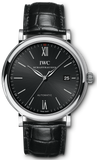 IWC Portofino Automatic Black Dial Black Leather Strap Watch for Men - IW356502 Authentic Buy Shop Now