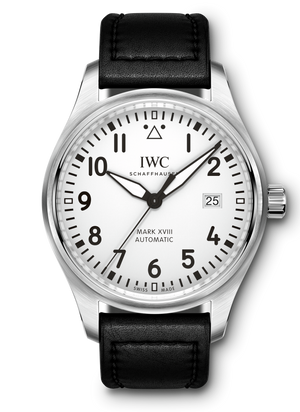 IWC Pilot's Watch Mark XVIII White Dial Black Leather Strap Watch for Men - IW327002 Authentic Buy Shop Now