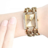 Guess MOD Heavy Metal Diamonds Gold Dial Gold Steel Strap Watch for Women - W0072L1 Authentic Buy Shop Now