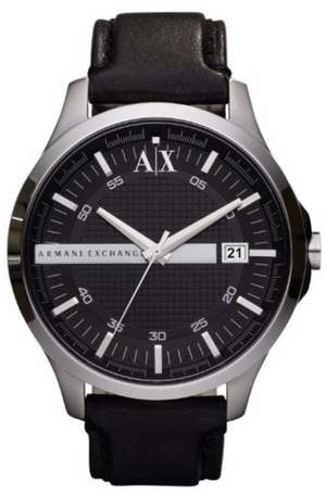 Armani Exchange Hampton Chronograph Black Dial Black Leather Strap Watch For Men - AX2101 Authentic Buy Shop Now