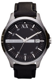 Armani Exchange Hampton Chronograph Black Dial Black Leather Strap Watch For Men - AX2101 Authentic Buy Shop Now