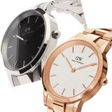 Daniel Wellington Iconic Link White Dial Rose Gold Steel Strap Watch For Women - DW00100209 Authentic Buy Shop Now