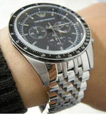 Emporio Armani Tazio Chronograph Black Dial Silver Steel Strap Watch For Men - AR5988 Authentic Buy Shop Now