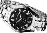 Emporio Armani Valente Black Dial Silver Steel Strap Watch For Men - AR0680 Authentic Buy Shop Now