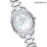 Emporio Armani Valeria Quartz Mother of Pearl Dial Silver Steel Strap Watch For Women - AR11030 Authentic Buy Shop Now