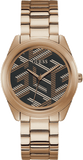 Guess Cubed Analog Black Dial Rose Gold Steel Strap Watch For Women - GW0607L3