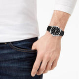Tissot Gentleman Powermatic 80 Silicium Black Dial Black Leather Strap Watch For Men - T127.407.16.051.00 Authentic Buy Shop Now
