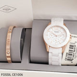 Fossil Ceramic Multifunction White Dial White Steel Strap Watch for Women - CE1006 Authentic Buy Shop Now