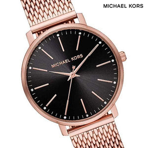 Michael Kors Pyper Analog Black Dial Rose Gold Mesh Strap Watch For Women - MK4566 Authentic Buy Shop Now