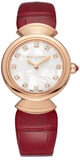 Bvlgari Divas Dream Diamonds Mother of Pearl Dial Red Leather Strap Watch for Women - DREAM102840 Authentic Buy Shop Now