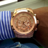 Michael Kors Runway Chronograph Rose Gold Dial Rose Gold Steel Strap Watch for Men - MK8096 Authentic Buy Shop Now