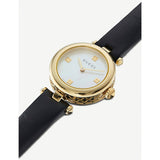 Gucci Diamantissima Mother of Pearl Dial Black Leather Strap Watch For Women - YA141505 Authentic Buy Shop Now