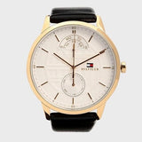 Tommy Hilfiger Hunter White Dial Black Leather Strap Watch for Men - 1791606 Authentic Buy Shop Now