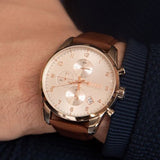 Hugo Boss Skymaster White Dial Brown Leather Strap Watch for Men - 1513786 Authentic Buy Shop Now