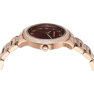 Michael Kors Tibby Multifunction Crystals Maroon Dial Rose Gold Steel Strap Watch for Women - MK4685 Authentic Buy Shop Now