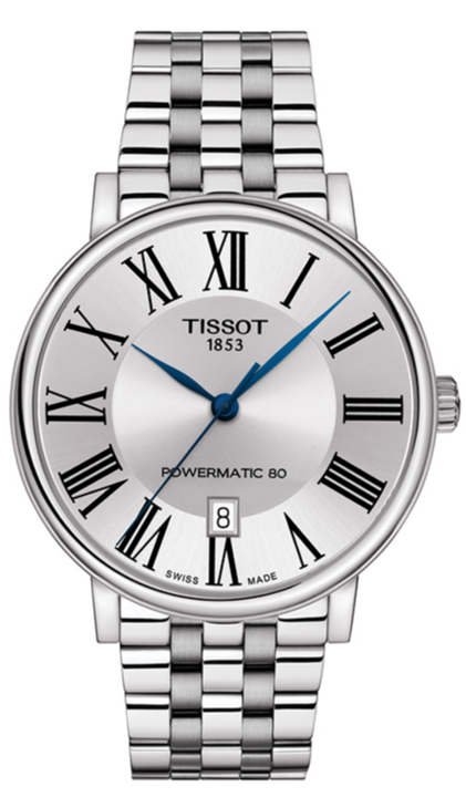 Tissot T Classic Carson Premium Powermatic 80 Silver Dial Silver Steel Strap Watch For Men - T122.407.11.033.00 Authentic Buy Shop Now