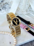 Versace V Virtus Quartz Black Dial Gold Steel Strap Watch For Women - VET300121 Authentic Buy Shop Now