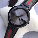 Gucci Interlocking G XL Black Dial Red & Green Leather Strap Watch For Men - YA133206 Authentic Buy Shop Now