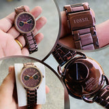 Fossil Tailor Analog Brown Dial Brown Steel Strap Watch for Women - ES4258 Authentic Buy Shop Now