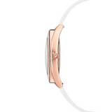 Swarovski Crystalline Aura Silver Dial White Leather Strap Watch for Women - 5519453 Authentic Buy Shop Now
