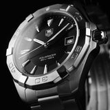 Tag Heuer Aquaracer Quartz Black Dial Silver Steel Strap Watch for Men - WAY1110.BA0928 Authentic Buy Shop Now
