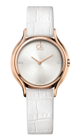 Calvin Klein Skirt White Dial White Leather Strap Watch for Women - K2U236KW Authentic Buy Shop Now