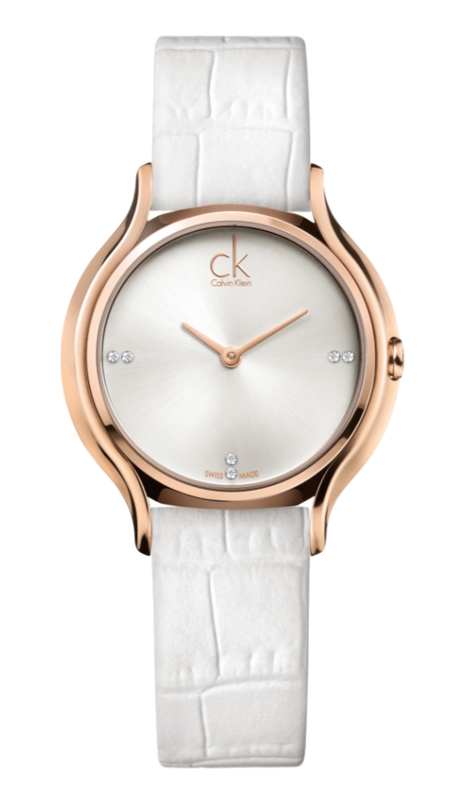 Calvin Klein Skirt White Dial White Leather Strap Watch for Women - K2U236KW Authentic Buy Shop Now