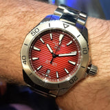 Tag Heuer Aquaracer Professional 200 Automatic Red Dial Silver Steel Strap Watch for Men - WBP2114.BA0627 Authentic Buy Shop Now