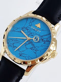 Gucci G Timeless Turquoise Blue Dial Black Leather Strap Watch For Men - YA126462 Authentic Buy Shop Now