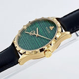Gucci Le Marche Des Merveilles Quartz Green Dial Black Leather Strap Watch For Women - YA126463 Authentic Buy Shop Now
