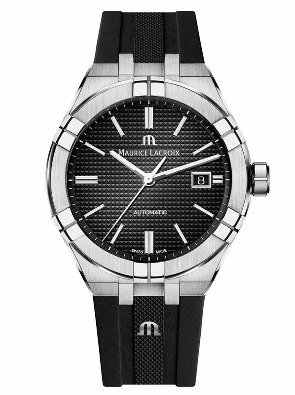 Maurice Lacroix Aikon Automatic Chronograph Black Dial Black Leather Strap Watch for Men - AI1808-SS000-330-2 Authentic Buy Shop Now