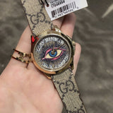 Gucci G Timeless Eye Beige Dial Beige Leather Strap Watch For Men - YA1264022 Authentic Buy Shop Now