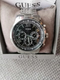 Guess Horizon Chronograph Quartz Black Dial Silver Steel Strap Watch For Men - W0379G1 Authentic Buy Shop Now
